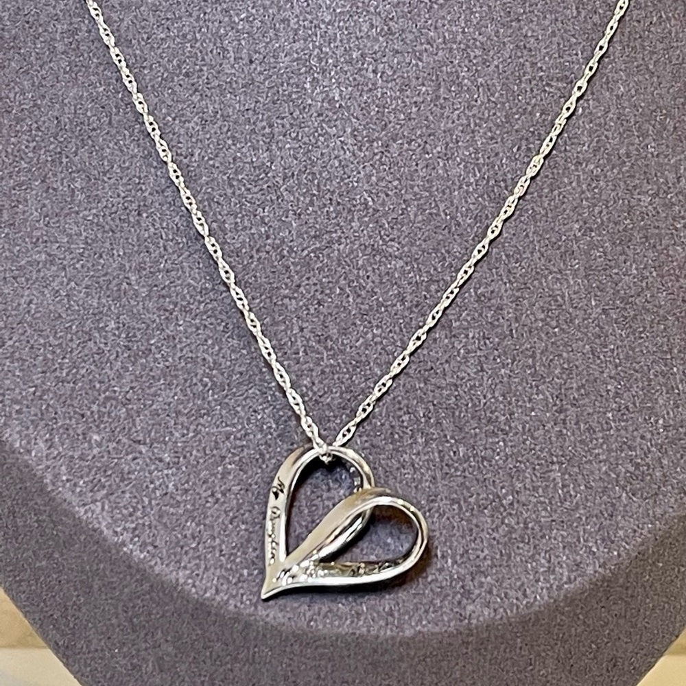 Sterling Silver Open Heart Pendant Necklace - Silver